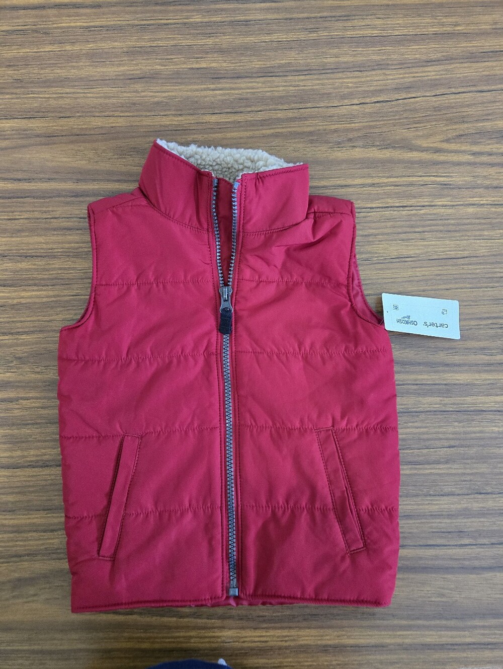 Osh Kosh Carter Toddler 2t/2A Red Puffer Vest with Sherpa Collar New Lumberjack